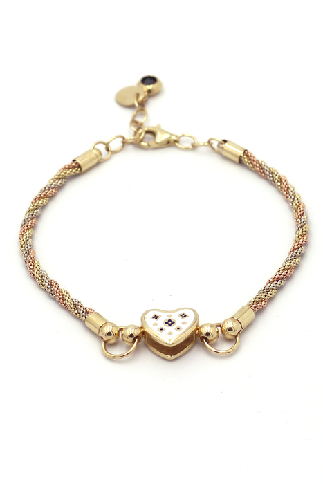 Halat Zincirli Kalpli Üç Renk Altın Bileklik - SAÇAK KUYUMCULUK