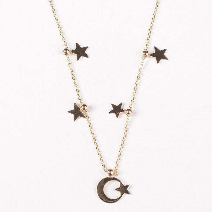 Ay Yıldız Tasarım Altın Kolye 801 - SAÇAK KUYUMCULUK