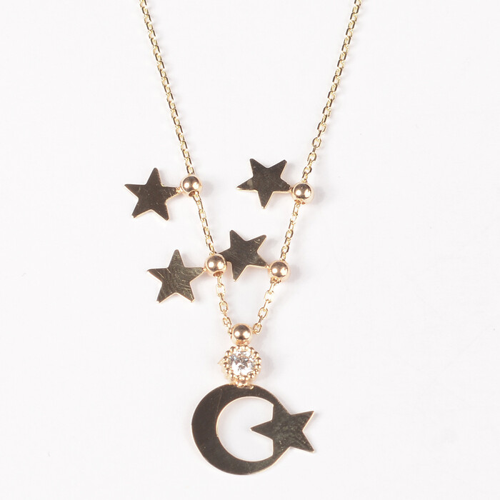 Ay Yıldız Tasarım Altın Kolye 802 - SAÇAK KUYUMCULUK