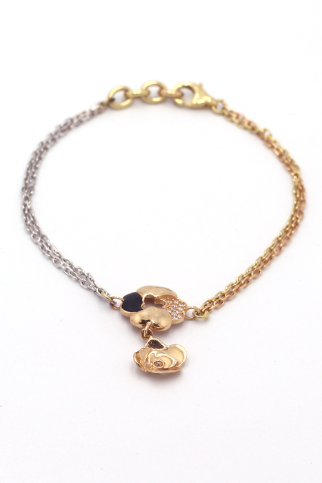 Forse Zincirli 3 Renkli Figürlü Altın Bileklik - SAÇAK KUYUMCULUK