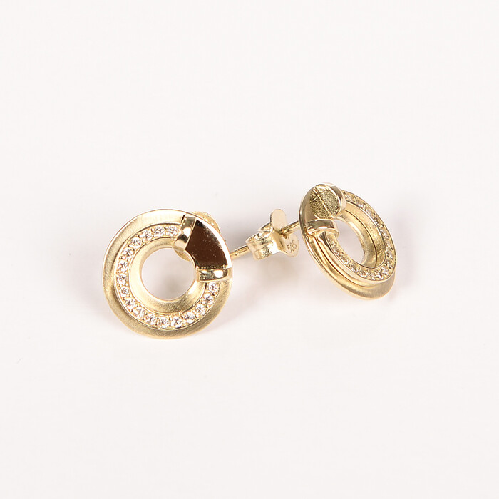 Halka Taşlı Tasarım Altın Küpe 901 - SAÇAK KUYUMCULUK