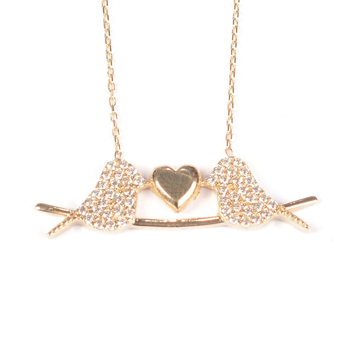 Kuş Kalp Tasarım Altın Kolye 707 - SAÇAK KUYUMCULUK