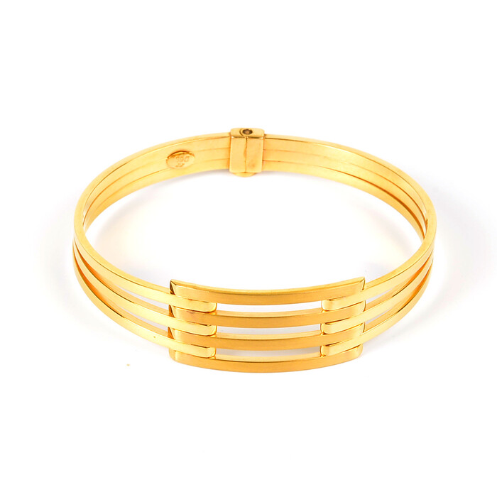 Özel Tasarım 4 Sıra Kaburga Kelepçe Bilezik (22 Ayar Altın) - SAÇAK KUYUMCULUK