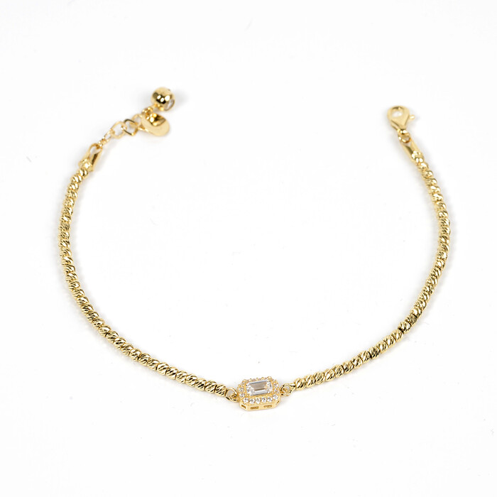 Özel Tasarım Baget Taşlı Dorika Toplu Bileklik (14 Ayar Altın) - SAÇAK KUYUMCULUK