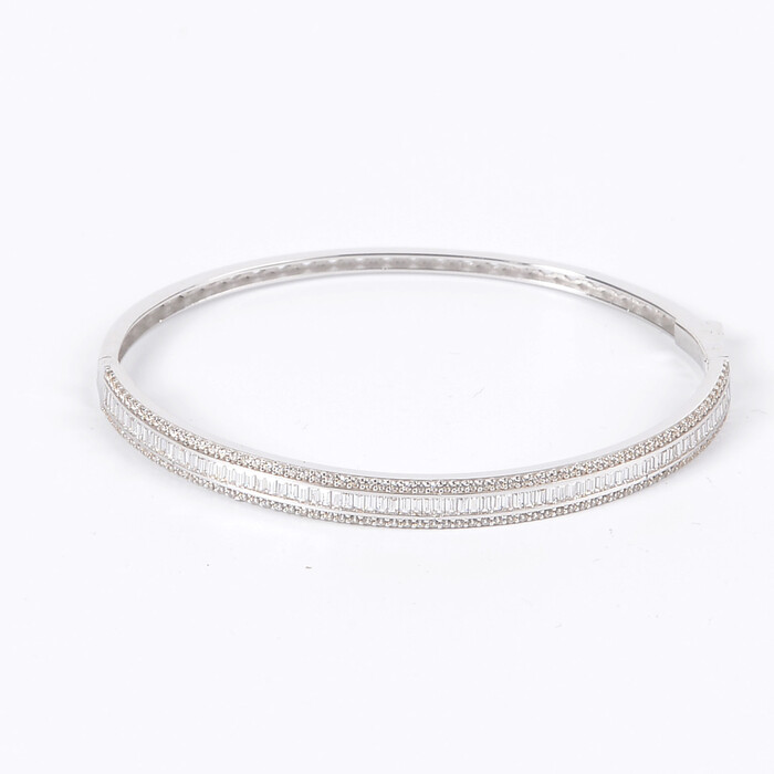 Özel Tasarım Baget Taşlı Tamtur Kelepçe Bilezik (14 Ayar Altın) - SAÇAK KUYUMCULUK