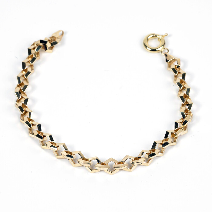 Özel Tasarım Geometrik Ayrıntılı Gemici Kilitli Bilkelik (14 Ayar Altın) - SAÇAK KUYUMCULUK