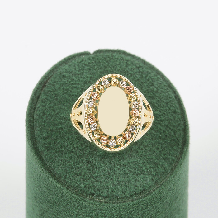 Özel Tasarım Opal Figürlü Dorika Toplu 3 Renk (Rose,Beyaz,Sarı) Yüzük (14 Ayar Altın) - SAÇAK KUYUMCULUK