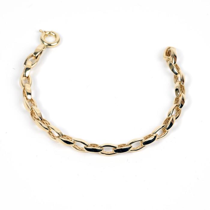 Özel Tasarım Oval Ataç Zincirli Gemici Kilitli Bileklik (14 Ayar Altın) - SAÇAK KUYUMCULUK