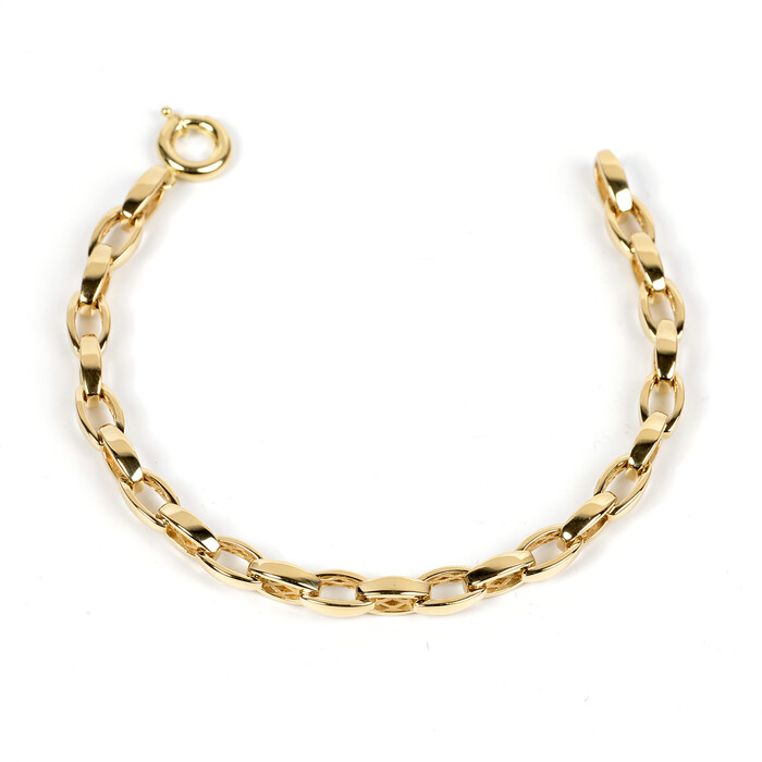 Özel Tasarım Oval Ataç Zincirli Gemici Kilitli Hareketli Bileklik (14 Ayar Altın) - SAÇAK KUYUMCULUK