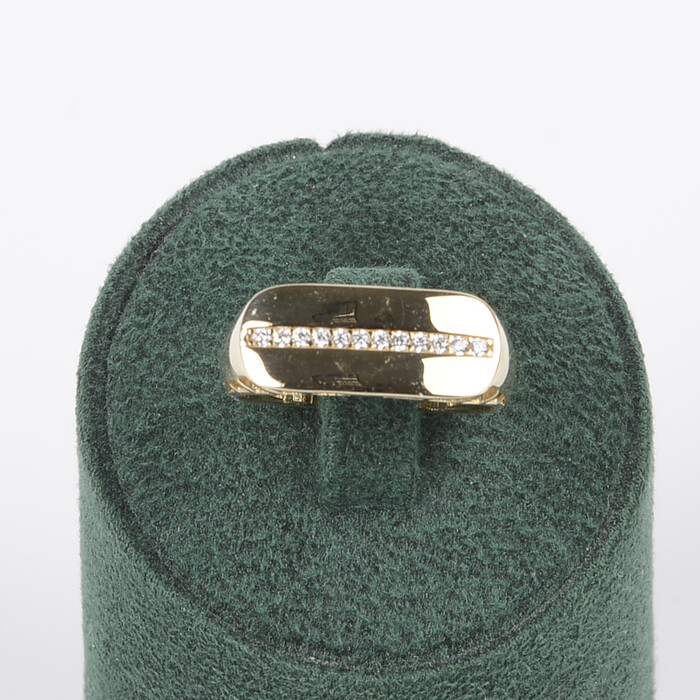 Özel Tasarım Tek Sıra Çizgili Taşlı Yüzük (14 Ayar Altın) - SAÇAK KUYUMCULUK