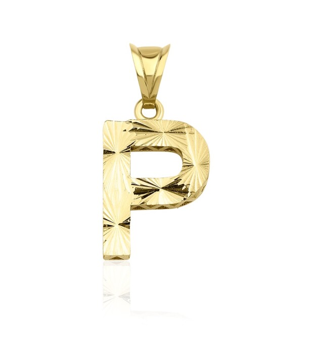 P Harf Kolye Ucu, 14 Ayar P Harf Altın Kolye Ucu - SAÇAK KUYUMCULUK