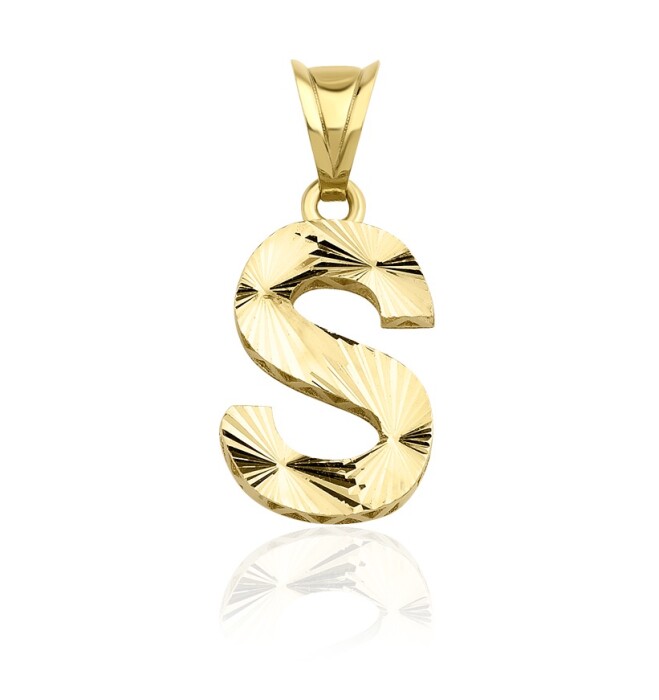 Ş Harf Altın Kolye Ucu, 14 Ayar Ş Harf Kolye Ucu - SAÇAK KUYUMCULUK