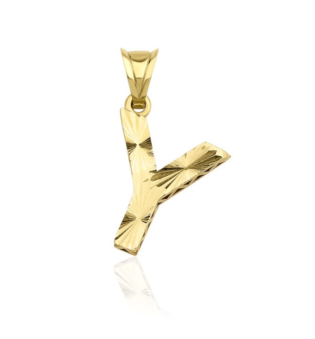 Y Harf Kolye Ucu, 14 Ayar Altın Y Harf Kolye Ucu - SAÇAK KUYUMCULUK
